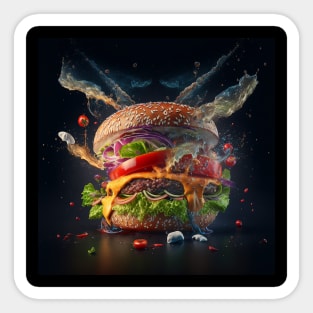 Delicious Cheeseburger with lettuce, onion, and tomato created for burger lovers Sticker